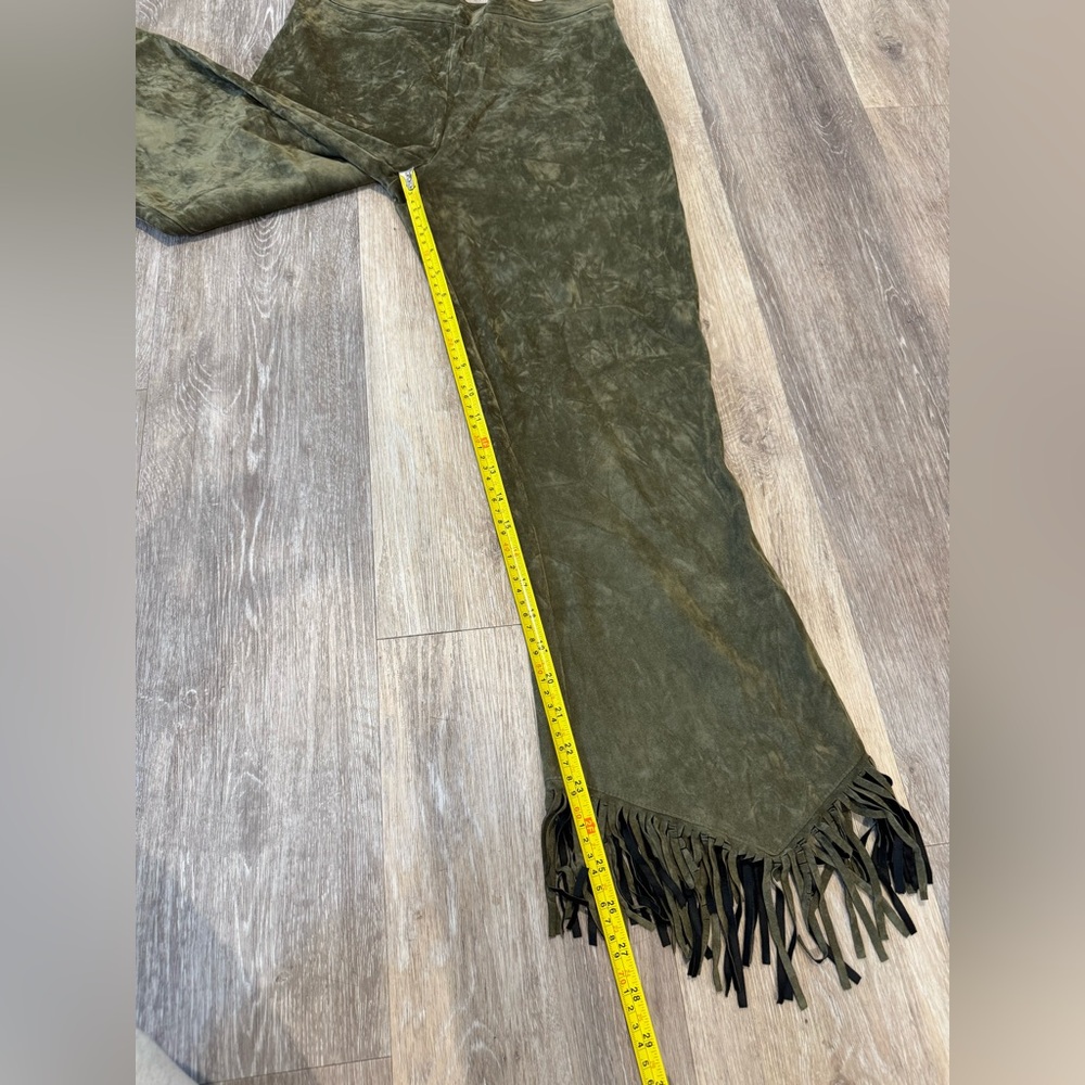 On Nest Pas Des ANGES Olive Green Fringe Pants - Picture 11 of 16